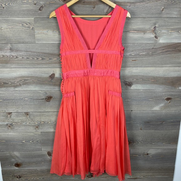 Diane Von Furstenberg Red Pleated Letty Silk Dress - Picture 8 of 10